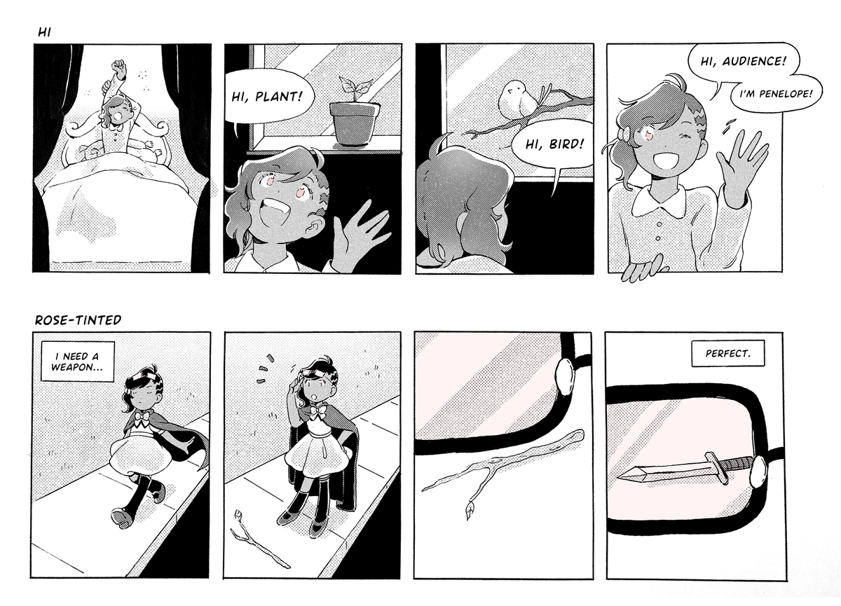 A series of comic strips featuring @TrueNorth_Game 's Penelope! It shows off her in-game mechanic (pov switching), I hope you enjoy her dumbass energy! ✨?
#inktober
