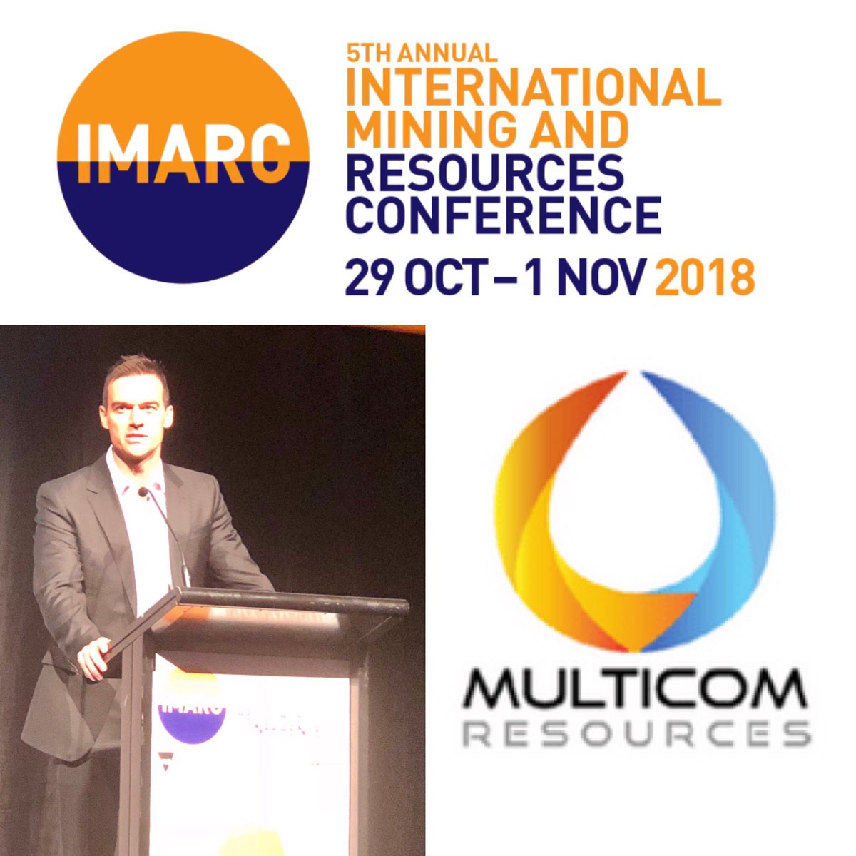 MulticomRes's tweet image. Multicom Resources CEO Shaun McCarthy presenting the investment opportunity for our mining exploration company at @IMARC_Mining at Auditorium Hall, Melbourne Convention &amp;amp; Exhibition Center | #ausbiz #commodities #vanadium #IMARC2018 #IMARC