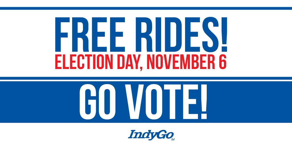 IndyGoBus's tweet photo. “If the cost of bus fare is a barrier to someone going to the polls on Election Day, then we want to remove that barrier so that everyone can exercise their right to vote,” - Mike Terry, IndyGo president &amp; CEO: https://t.co/Mq2HxqiUfW https://t.co/QywGUK5SgQ