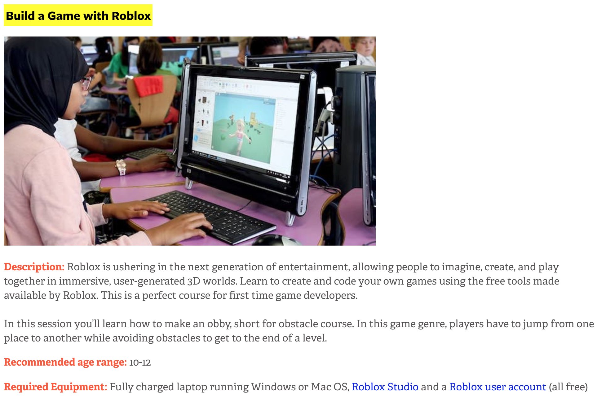 CascadiaJS 🇺🇸 🇨🇦 on X: 2/ Build a Game with @Roblox (ages 10