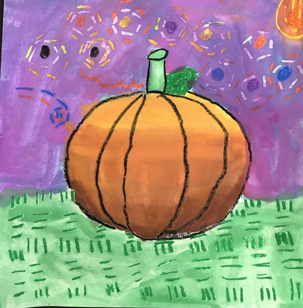 MTL_HSArt's tweet image. Starry Night Pumpkins #secondgradeart