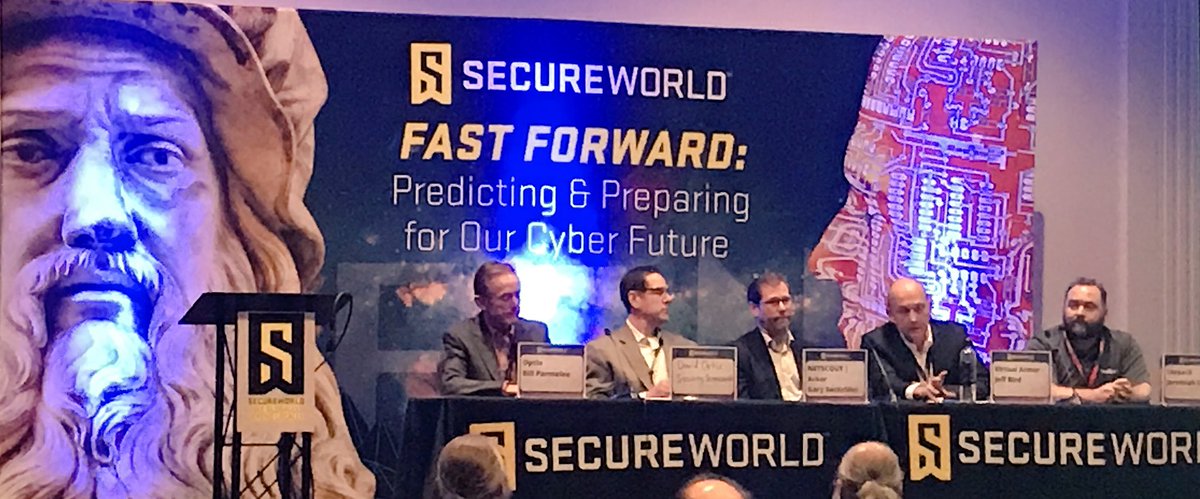 jnprEricD's tweet photo. @JuniperNetworks Security Specialist Jeff Bird participating on Emerging Threats panel with @JuniperPartners @virtualarmour during #SWDEN18 https://t.co/GLnAdSFZ5a