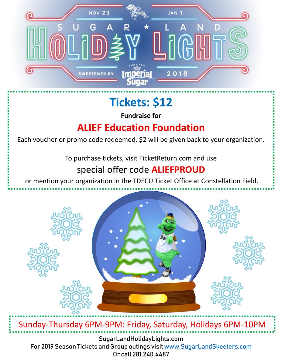 AliefISD's tweet photo. The best light show in all the land returns to Constellation Field November 23 through January 1! 
Alief ISD employees, students and parents can get discount tickets by using the offer code ALIEFPROUD https://t.co/UMj5FTSXqA