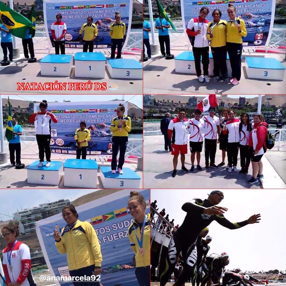NataPeru_DS's tweet photo. Sudamericano Absoluto - Aguas Abiertas 🏊🏻 5K Femenino: 1. Ana Marcela Cunha 🥇Brasil 🇧🇷 2.Mariale Bramont Arias 🥈Perú 🇵🇪 3.Viviane Jungblut 🥉Brasil 🇧🇷 Felicitaciones Mariale #vamosperu #suda2018 #fdpn #sudamericano2018 #ipd #consanast #5k #aguasabiertas #openwater #FINA https://t.co/g53xkDdMCa