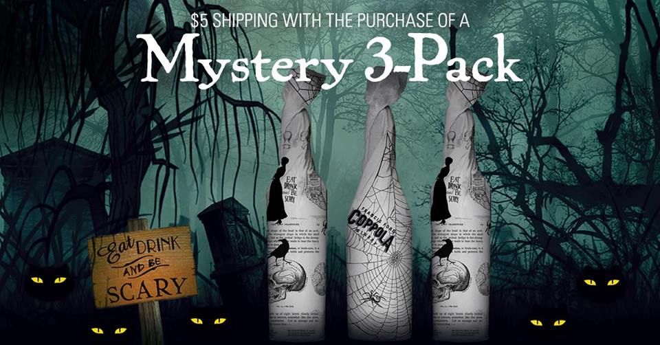 This #winewednesday we're highlighting some mystery wine 👻 <a href="/coppolawine/">Francis Ford Coppola Winery 🍷</a>'s Mystery 3-Pack, features bottles dressed for the occasion. Each mystery pack includes three award-winning wines at a special price, wrapped in Halloween décor. 🍷 buff.ly/2Rs9Wl9 Boo!