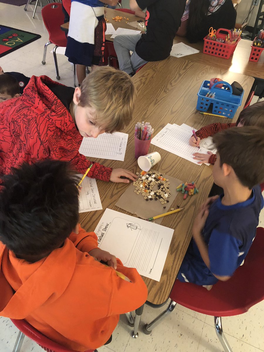 hesterclass's tweet photo. 5th grade worked diligently with our kindergarten buddies to count and graph our witch’s brew! #kindergartenbuddies #she https://t.co/e3QyzxBU6s