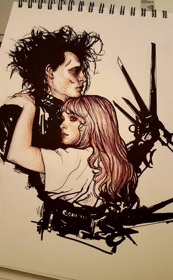 subversivegirl's tweet photo. Love is Love! #Halloween #art #fanart #EdwardScissorhands #drawing https://t.co/Hnt38hRnK3
