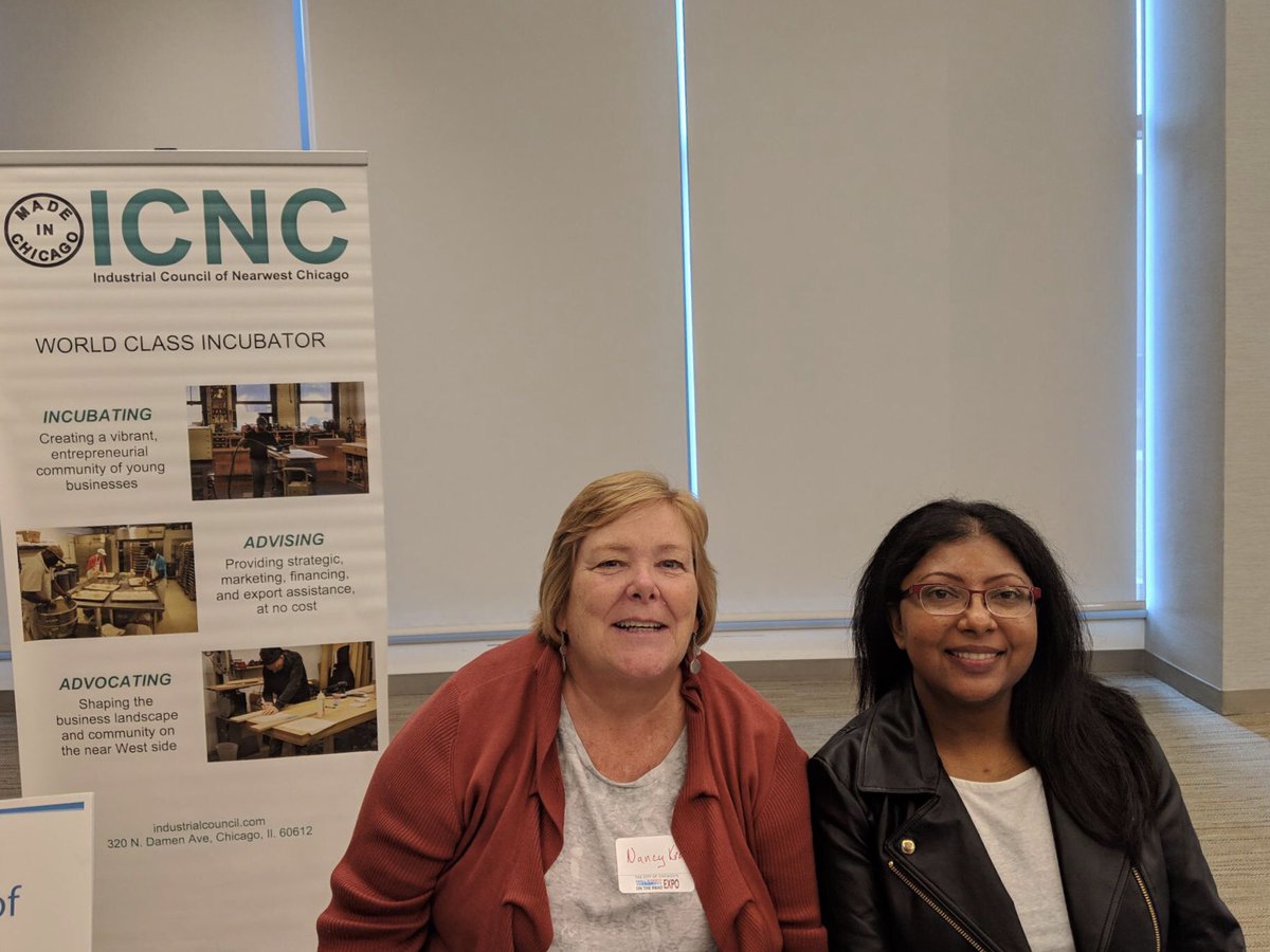 ICNCChicago's tweet photo. Members of our staff were at Malcolm X College for #ChiSmallBizExpo last weekend! They talked with aspiring entrepreneurs, shared hiring opportunities in manufacturing, and heard #MakeCity entrepreneur, Raquel of Roq Innovation, share her inspirational story. #ILSBDC #ChicagoBACP https://t.co/jkd3FYLfsa