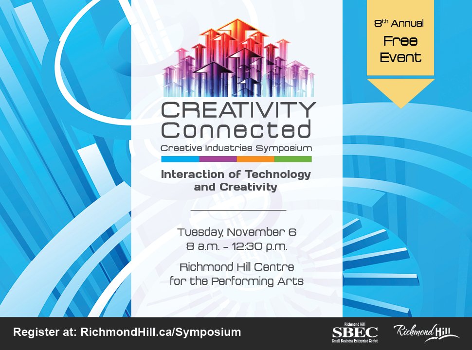 RH_EcDev's tweet photo. Time Sensitive!  Here is your last chance to register for #CreativityConnected, our 8th Annual Creative Industries Symposium. Creativity Connected explores the uniqueness of #creative industries in the Greater Toronto Area and beyond.  Register now at https://t.co/Z0XrFX0QVR https://t.co/9anbQpHvgb