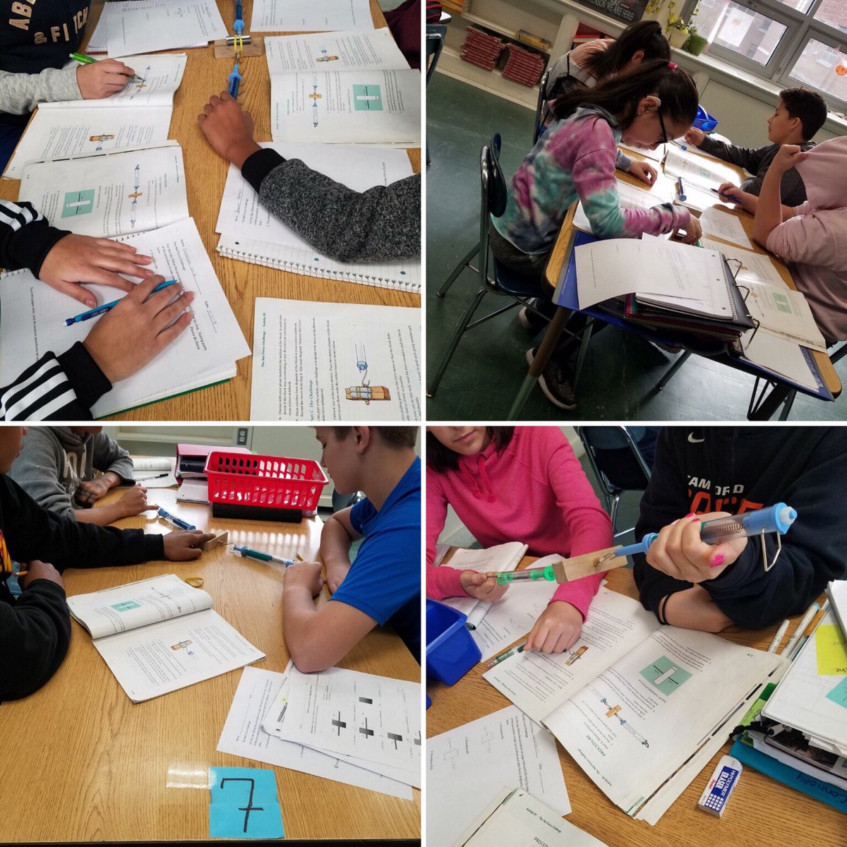 dolanraiders's tweet image. Mrs. Villafranca’s 8th grade science students doing the Net Force Challenge - investigating Newton&apos;s second law of motion! #spsmind #spschallenge