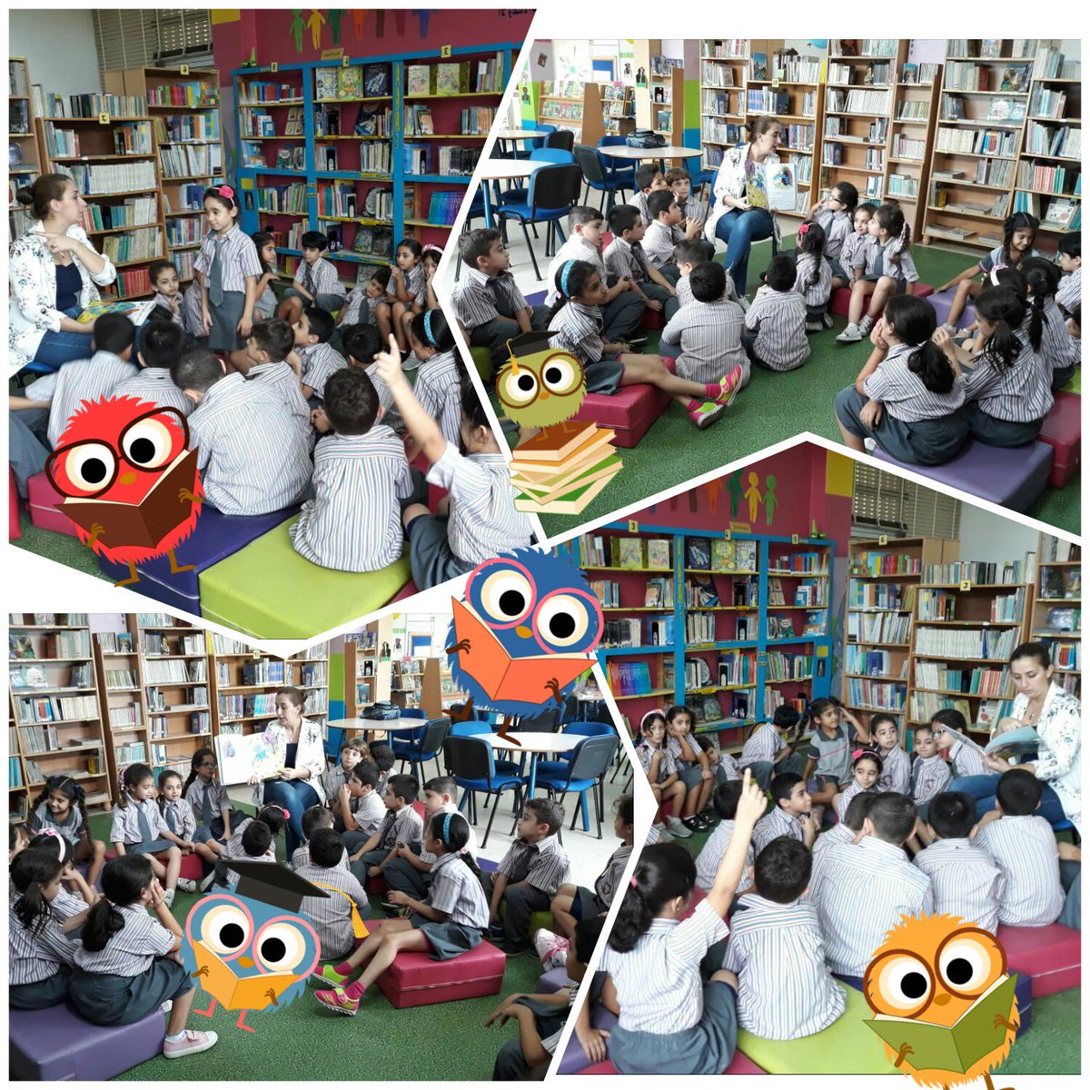 noura_yehya's tweet photo. We can't slow the seasons ~or fit more minutes into an hour. But we can make story time spectacular for the little heroes in our laps# Story Time# Grade 2F# Library# @MakAishaSchool https://t.co/waKGCPm4WL