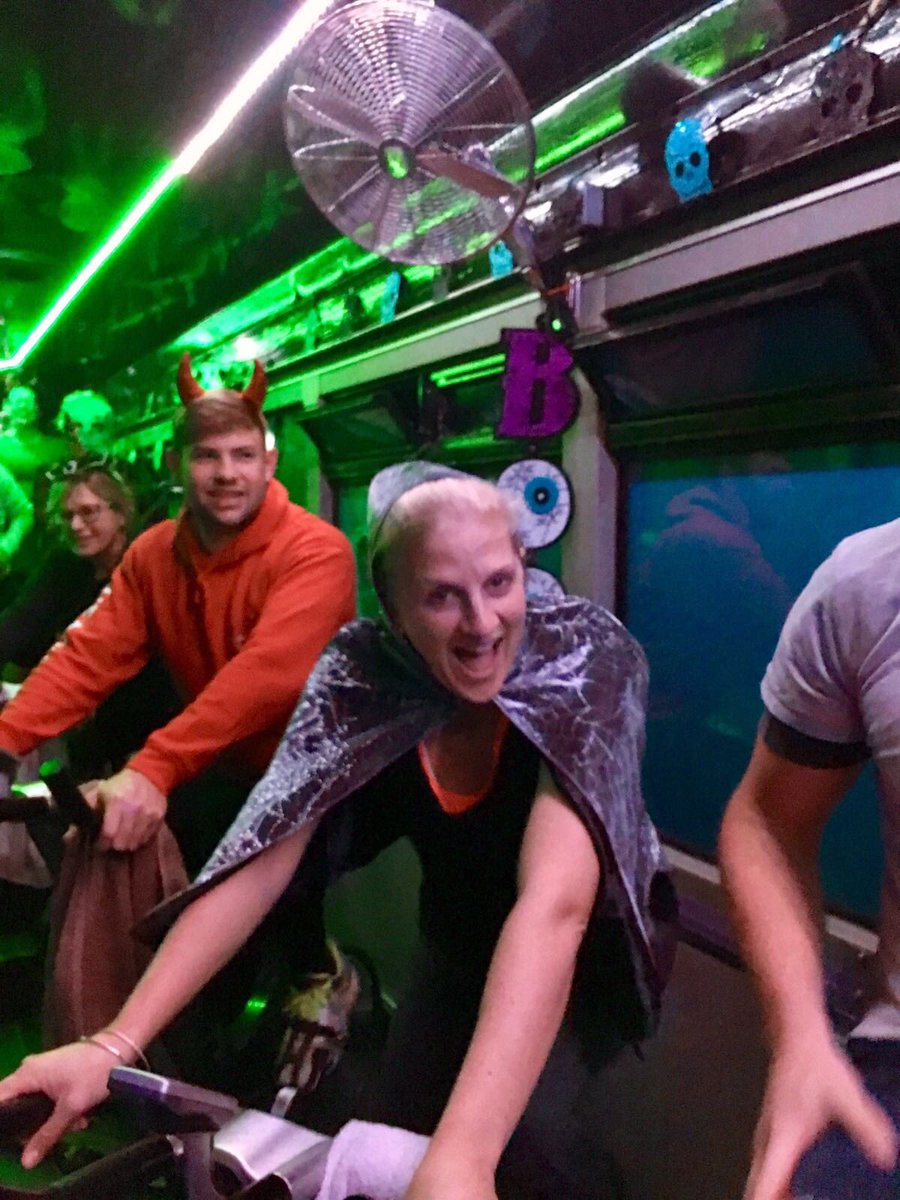 thespinbus's tweet photo. Another fabulously SCARY class at North Curry this evening! 🎃🚲👻 

Decorations, Halloween playlist, amazing costumes &amp; so many laughs! 🤣 #TheSPINBUS #NorthCurry #HappyHalloween #Halloween #LoveSpinning 🚲 https://t.co/QLqg9ggmKU