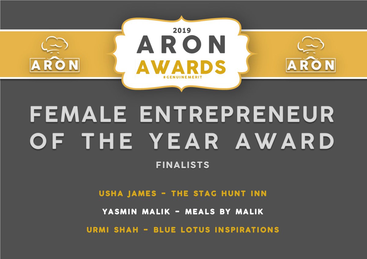 PlanetARON's tweet photo. Congratulations to the #FemaleEntrepreneurOfTheYear #Finalists!
~ Usha James - The Stag Hunt Inn
~ Yasmin Malik - @MEALSBYMALIK
~ Urmi Shah - @blulotusinspire
#ARONawards is the only 100% free & fair award show in the sector - providing an #equalplatform for true #GenuineMerit https://t.co/x6Qoji9ckt