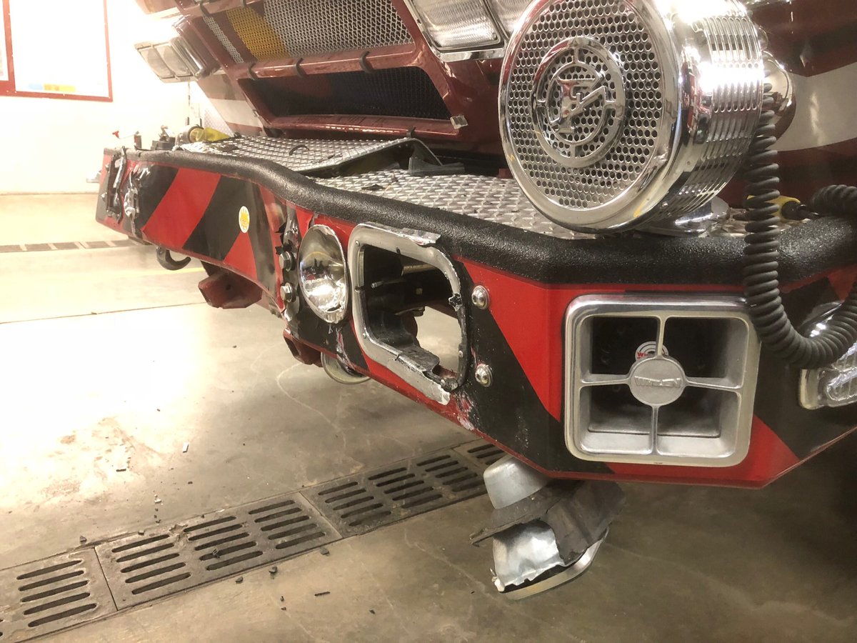 NETellerFirePIO's tweet image. NETCFPD Engine 1 was damaged last night while protecting the scene of an accident involving a CDOT plow.  Fortunately, none of our first responders were injured.  Please slow down when roads become slick.  #EveryoneGoesHome