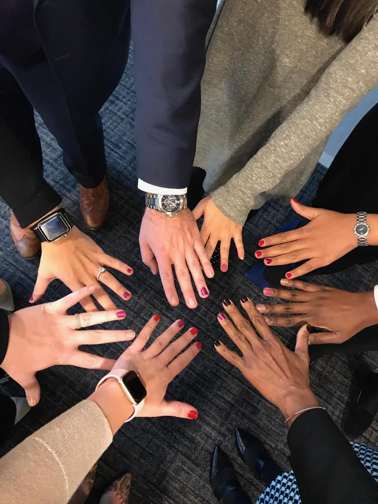 MorganStanley's tweet photo. To support National Domestic Violence Awareness Month, Morgan Stanley employees #PutTheNailinIt together with @SafeHorizon to promote advocacy for crime and abuse victims, their families and communities. #DVAM18 https://t.co/F1BCSczqY4 https://t.co/FyvfKr4lsz