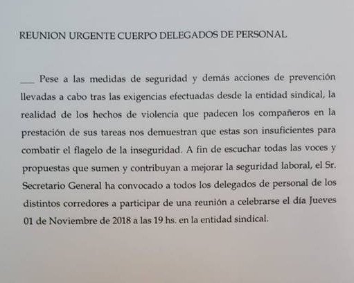 UTASALTA's tweet photo. Inseguridad: Convocan a una Reunión urgente del Cuerpo de Delegados https://t.co/jfh2pi459a https://t.co/QOKuVIMFn5