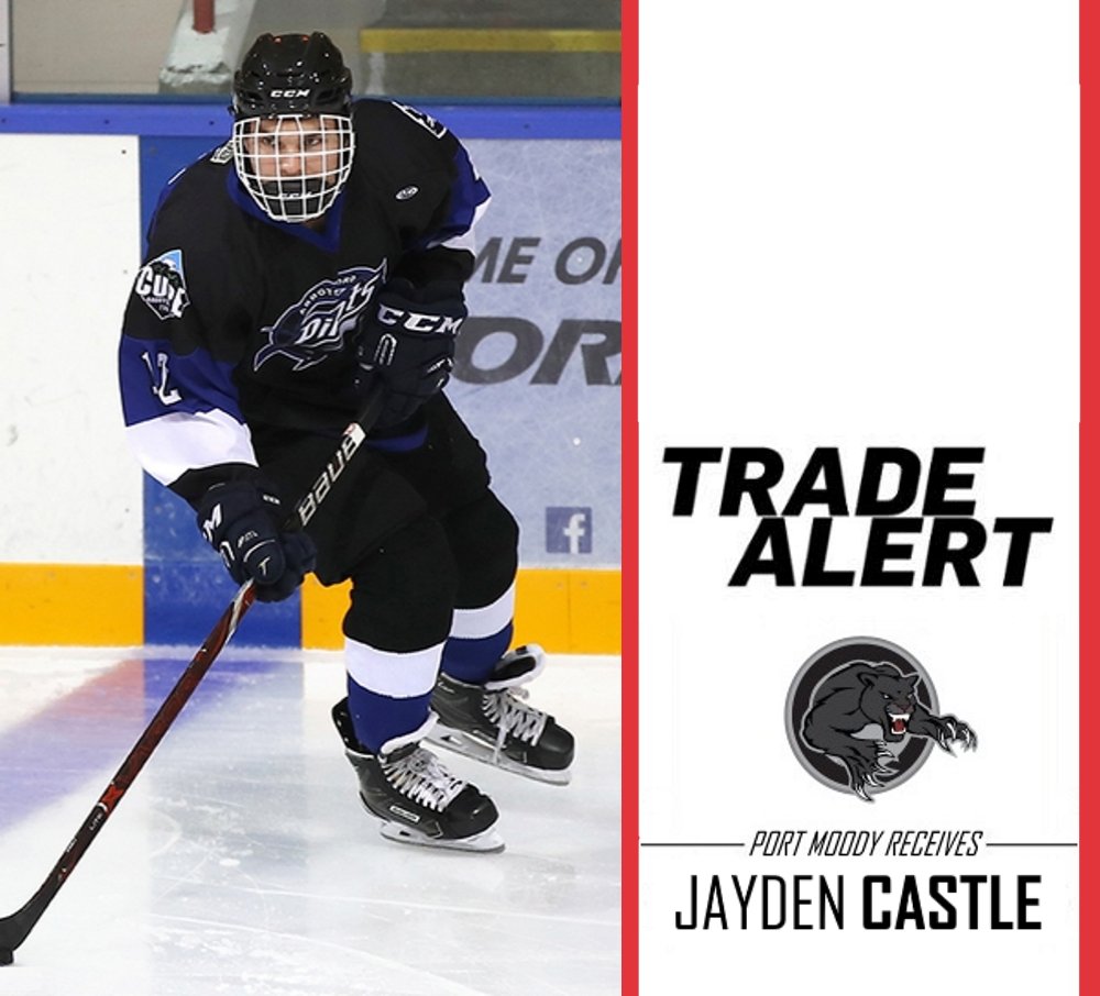 PJHLPanthers's tweet image. 🚨🚨🚨 TRADE ALERT 🚨🚨🚨

The Panthers reacquire forward Cameron Judson and acquire defenceman Jayden Castle in a massive deal with Abbotsford!

The trade sees forward Allan Gekhman and defenceman Noah Findlater join the Pilots.

📰: bit.ly/1pbBBVU

#portmoody #pjhl