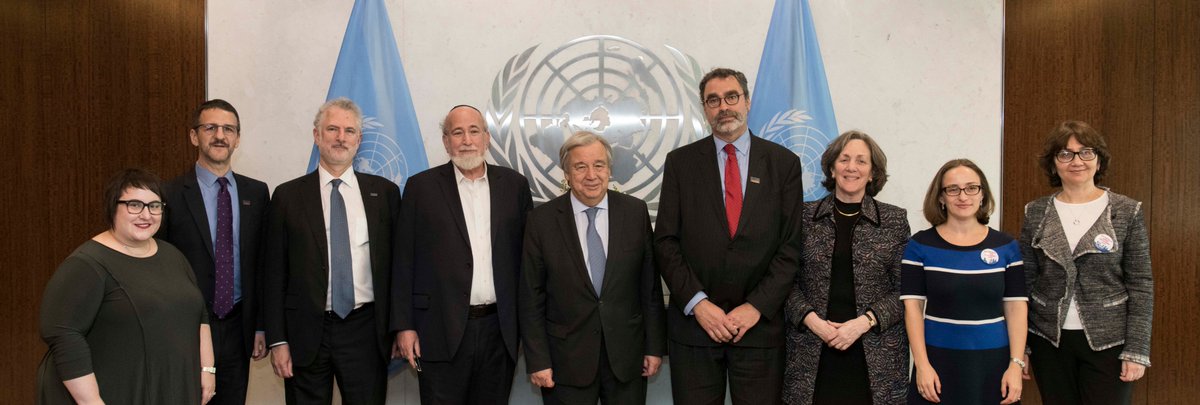 antonioguterres's tweet photo. Polarization, hate and division have no place in the 21st century. I am proud to stand with leaders like Mark Hetfield of @HIASrefugees. HIAS represents the best of humanity — decency, compassion and solidarity with the most vulnerable. https://t.co/z79kCNBOIR