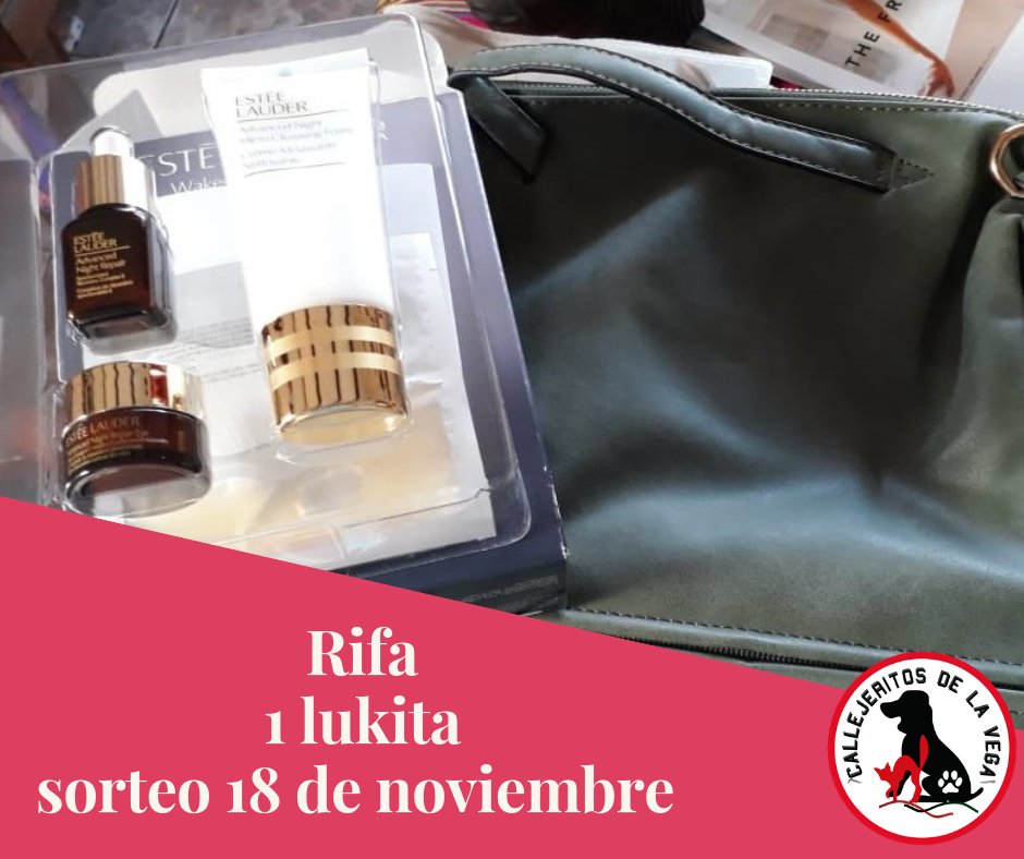 rifa de noviembre a 1 lukita, sorteo 18 de noviembre, premio cartera y set de cremas ester lauder, compra antes que se acabe