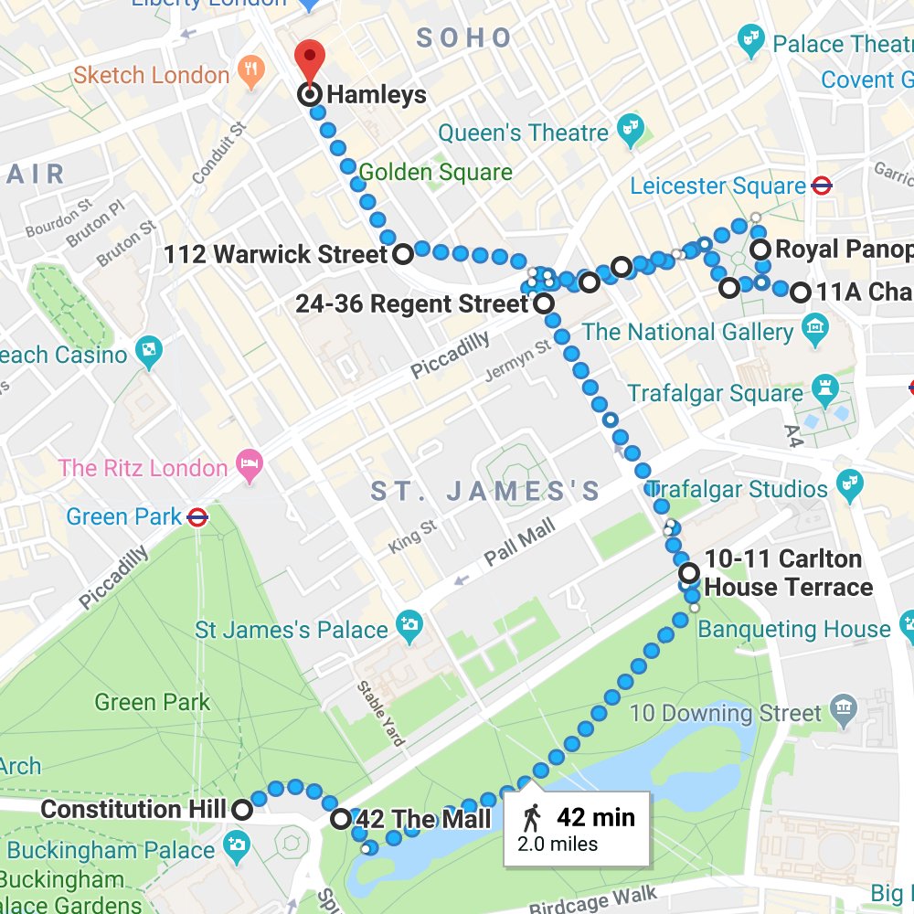 danscotton's tweet photo. London, I need your help!

My little girl lost her teddy on a day trip to the city today. It's a well-loved black and white jellycat cat that she's had since she was born.

She lost it between 11am at Buckingham Palace and 2pm at Hamleys along this route https://t.co/SGbwXyiZgZ https://t.co/PLt5oWozTd