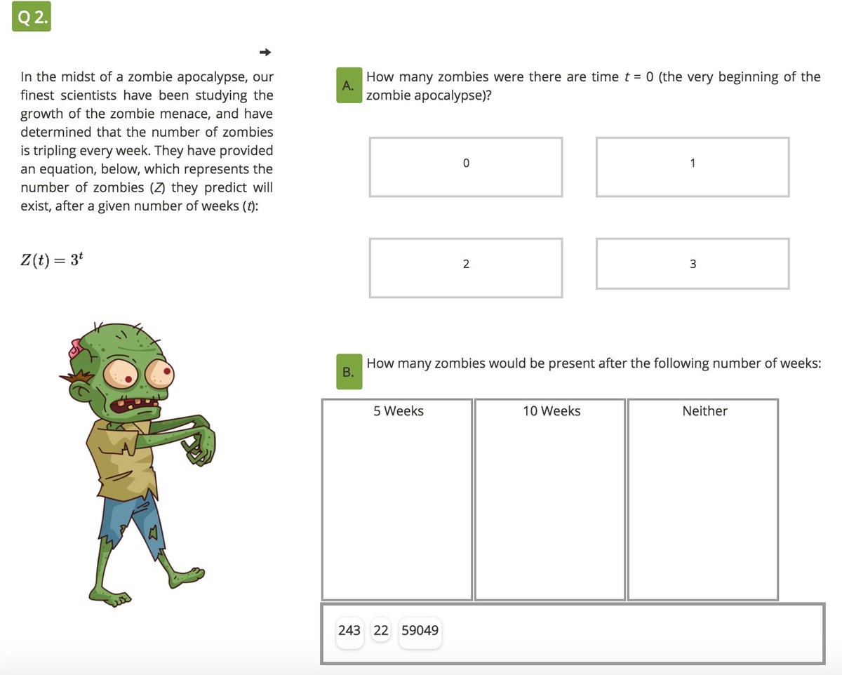 EdciteTeam's tweet image. Happy Halloween! We love this 🧟‍♂️ zombie math question shared by a teacher in our community. You can find this in the Exponential Functions assignment in our spooooooky #Halloween collection: edcite.com/v4apps/Collect… #edchat #mathchat #edtechchat