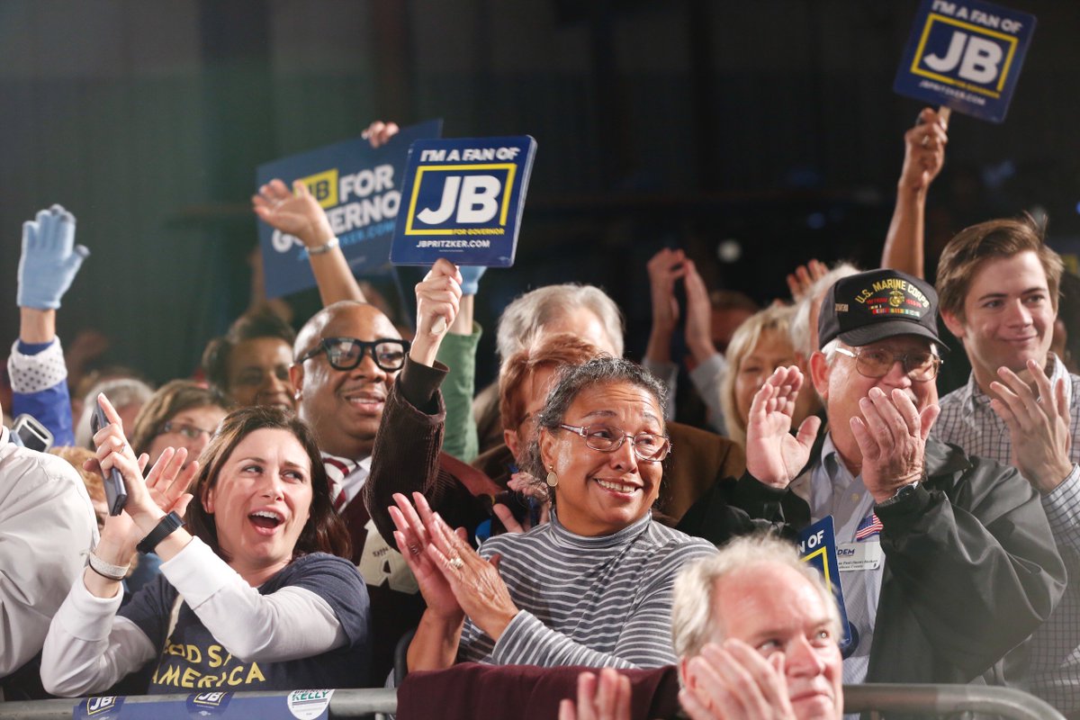 JBPritzker's tweet photo. I can’t think of a better Halloween treat than a Get Out the Vote rally with Vice President @JoeBiden, @Kelly4SouthrnIL, and Democrats across the ticket. Don’t get tricked into thinking that your vote doesn’t matter – Together, we can make a real difference in Illinois. https://t.co/qzPIdCqR4o