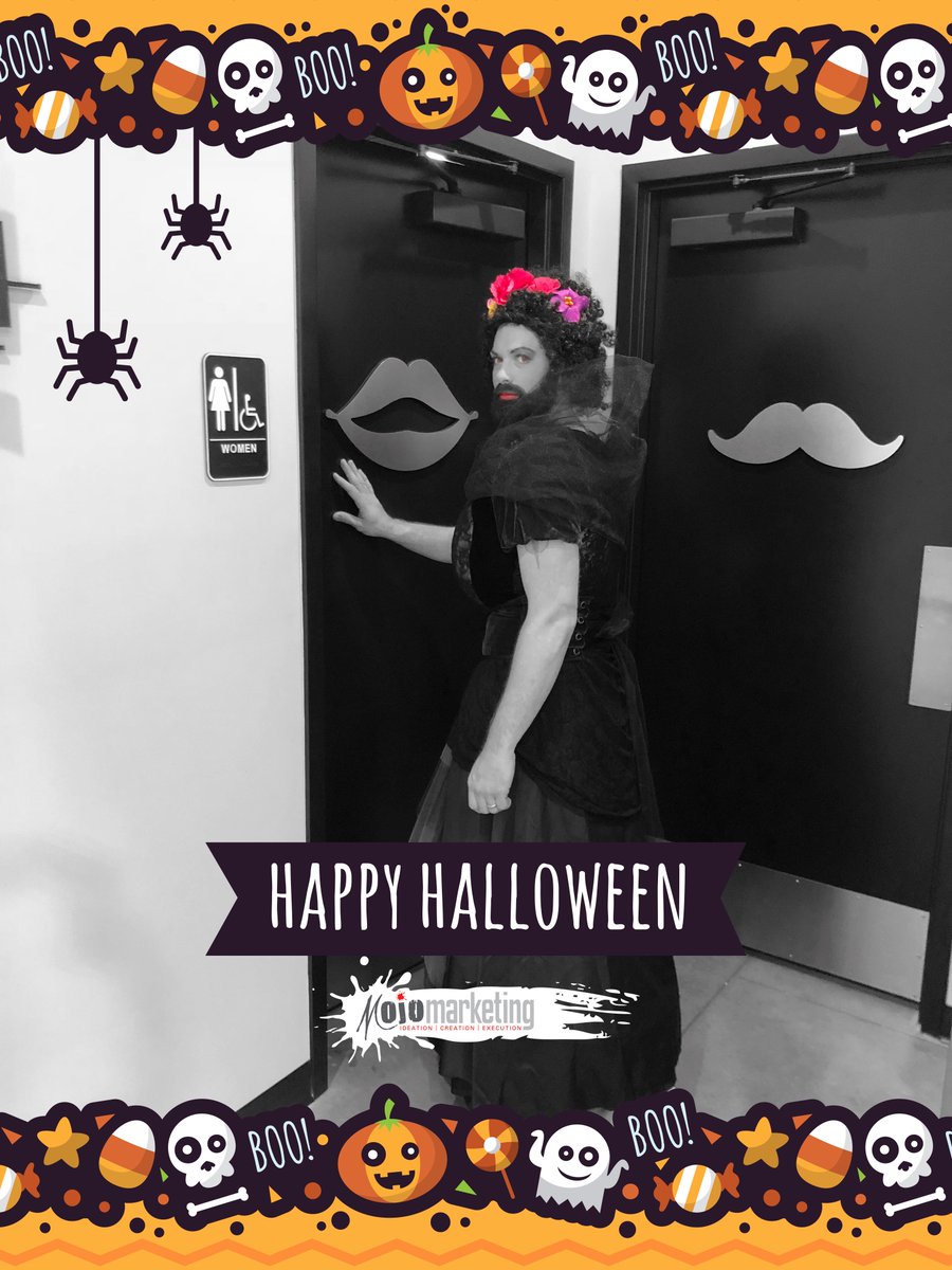 GetsomeMOjO's tweet photo. This picture not only captures how serious we take Halloween, but is also a sneak peek into what might be to come in the future....Happy Halloween everyone! Stay safe tonight and eat a lot of candy!! #halloween #mojomkting #getsomemojo https://t.co/3VjoQ5ucWO