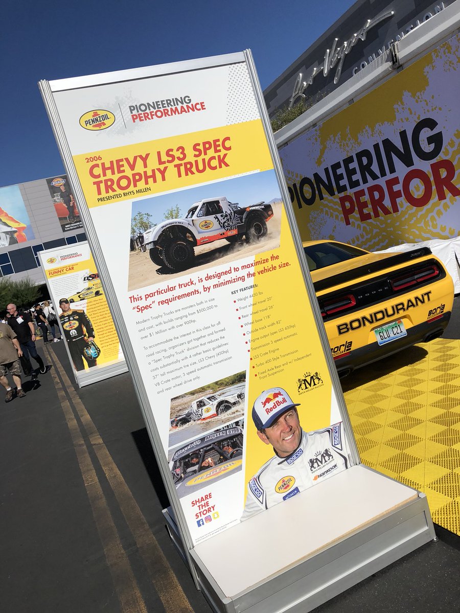 JusticeBrosInc's tweet photo. #jbfactorydriver Rhys Millenβs Trophy Truck on display at @SEMASHOW.
#SEMA2018 #justicebrothers https://t.co/rXNCtw1cNS