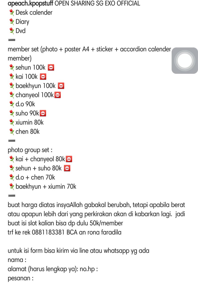 oohfairys_'s tweet photo. [HELP RT] OPEN SHARING SG EXO biar fullslot harga diusahakan dibawah 100k, dom surabaya buat yang berminat bisa dm : @ronafaradila https://t.co/bSQKnQ7bEh