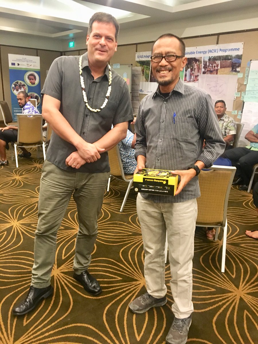 And it’s a wrap from the EU-GIZ ACSE Programme Regional Peer Learning Workshop Best Presentation  went to #TimorLeste and #Tuvalu . The most shared experiences came from #Fiji and the best image went to #Kiribati. 
Here is to #sustainableenergy and #adaptation for the #PACPS.