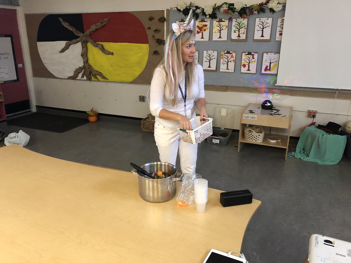 Teacher_Reimer's tweet photo. We made our own โBone Soupโ today inspired by the books we have been reading! We each put in a different ingredient and shared our bone soup together. We talked about how we each provide something unique to the flavour of our classroom ๐๐ #HalloweenLearning https://t.co/S4rUjygt3q