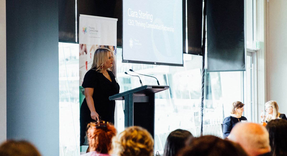 ThrivingCP's tweet image. @ThrivingCP CEO Ciara Sterling makes a promise to the amazing Survivor Advocates from the Speaking Out Program that today wouldn't be a talkfest... but about action. The start of something bigger - a conversation and set of actions for the future. #tcpagainstfv #tcpeliminatingfv
