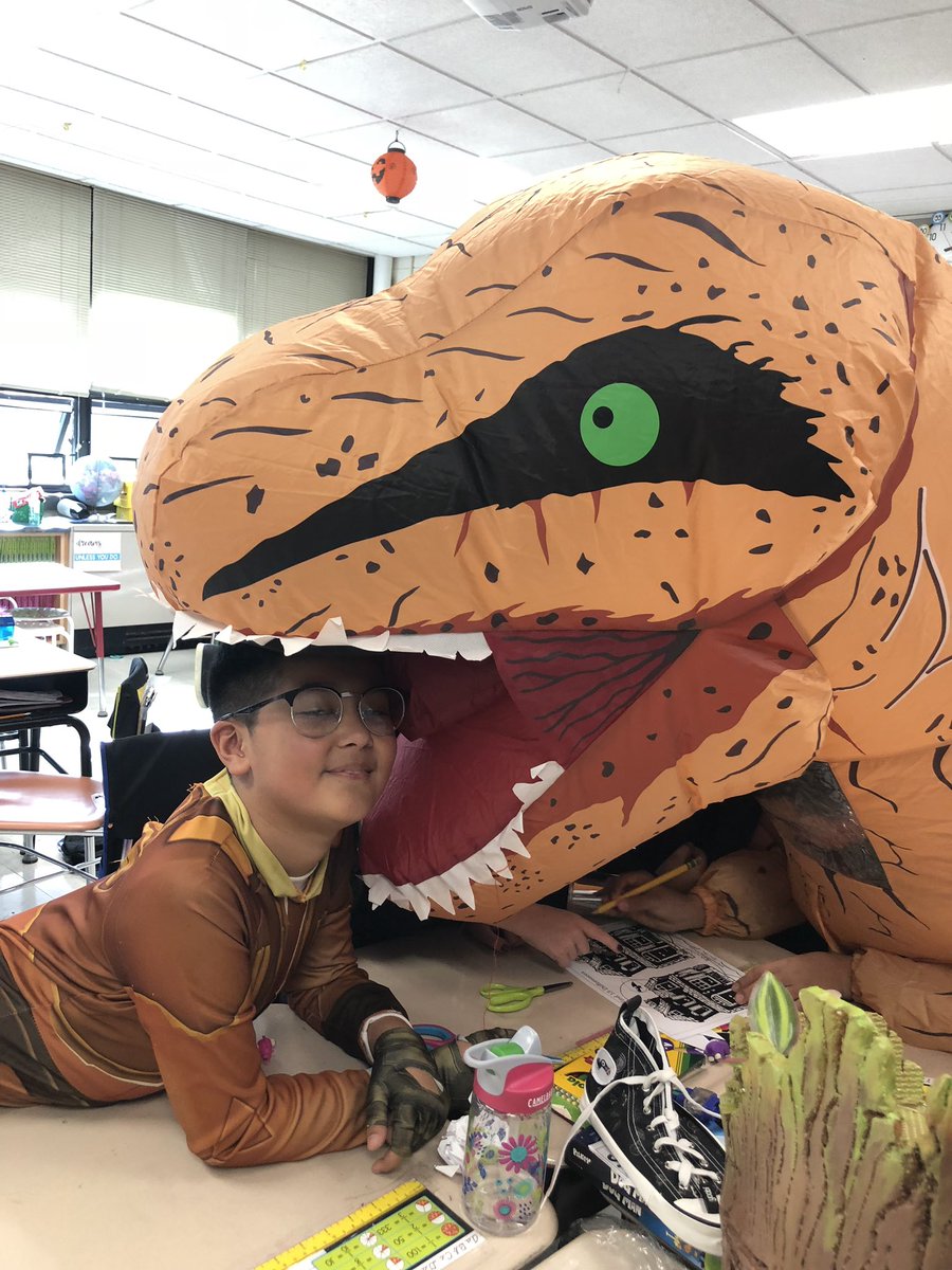MrsGuidosclass's tweet photo. The escape room brought together a dinosaur, witch, groot, cheerleader, and all the other Halloween characters today in fun competition. So much fun and great teamwork! #ASD4all #proud4ardmore https://t.co/8avPF4DYY7