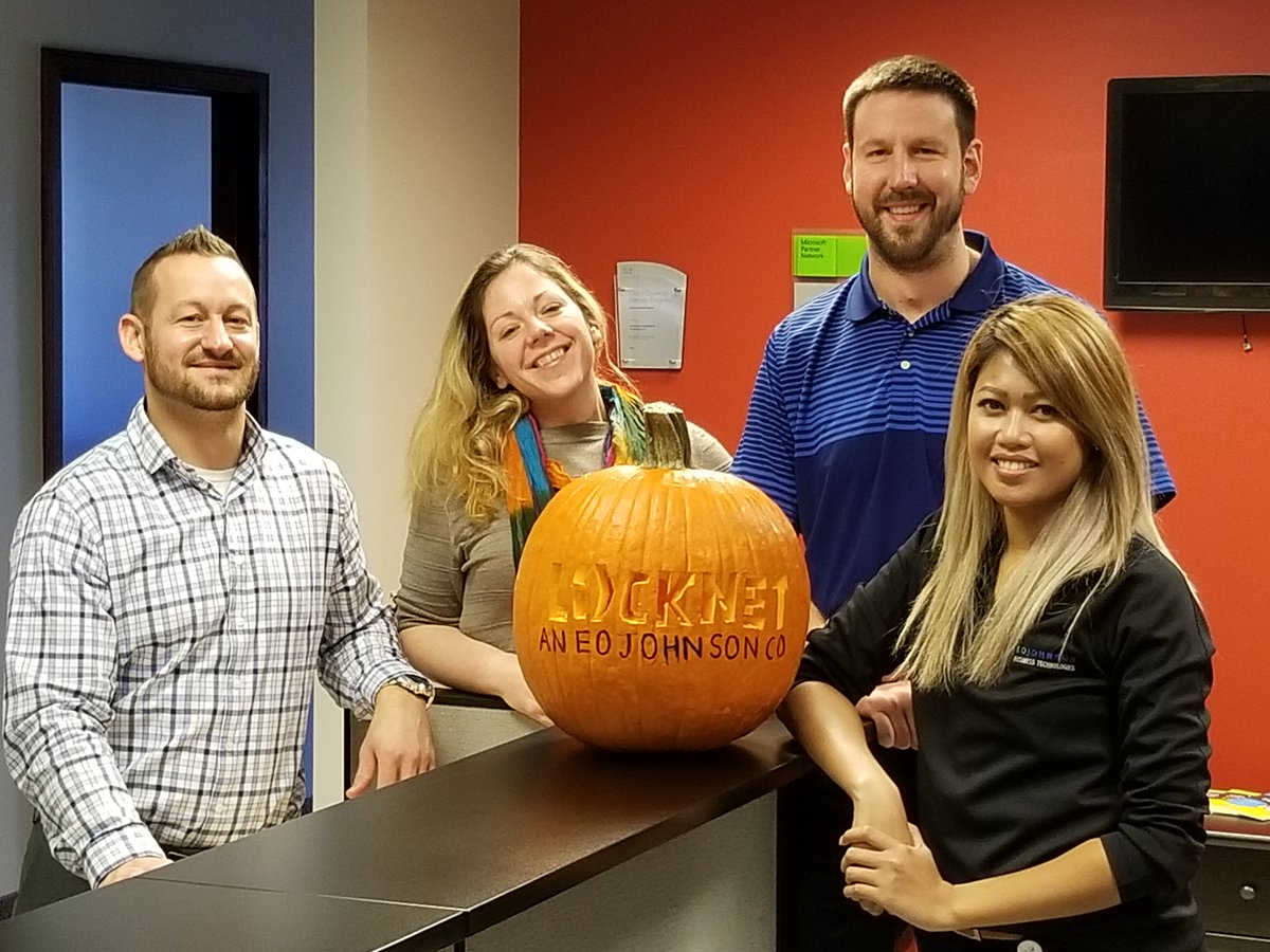 EOJohnsonCo's tweet image. They took the carving contest challenge!  EO Johnson Wausau wins kudos for their Locknet inspired pumpkins. @EOJohnsonCo #locknet #cybersecurity
