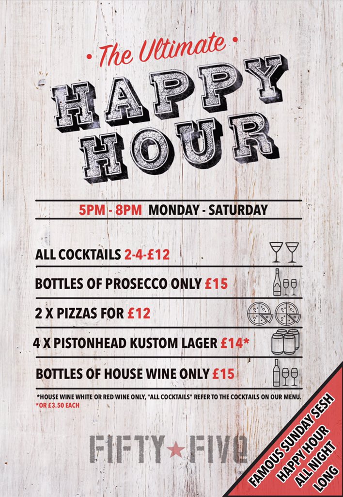 FiftyFiveBar's tweet photo. @PBandini74 @JimmiNai @TownFishLondon Yep 5pm-8pm on a Thursday https://t.co/1fiH8f9kE1