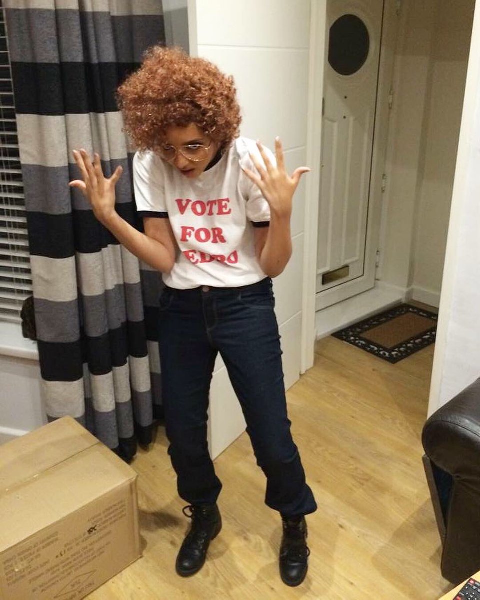 LittleMix's tweet photo. I’m currently sitting on the sofa looking rotten watching @haunting but here’s a throwback to my 2014 sexy costume.
Napoleon Dynamite. Happy Halloween. Jade x https://t.co/jyZP2dSAYn