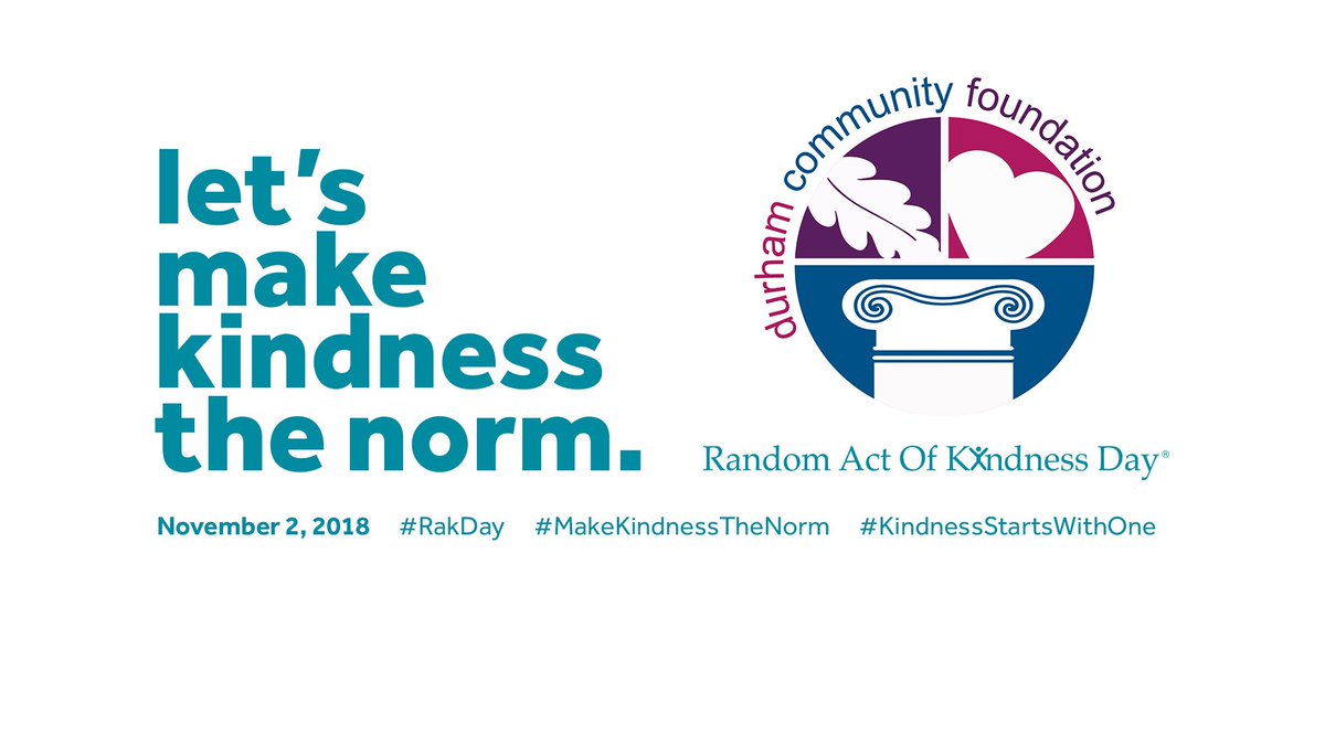 durhamcf's tweet photo. Durham Community Foundation is championing Random Act of Kindness Day® on Friday November 2. 
Join the kindness movement and share you're RAK act on DCF's Facebook page DurhamCF  for a chance to win $500 for your favourite charity! #RAKdayCA
https://t.co/njKjhhUnzz https://t.co/Xh2y9HapvW