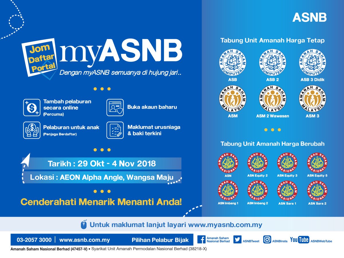 Asnb Sur Twitter Kami Masih Ada Di Aeon Alpha Angle Wangsa Maju Jom Kami Bantu Anda Kemaskini No Telefon Dan Daftar Portal Myasnb Nak Buka Akaun Pelaburan Pun Boleh Untuk Anda