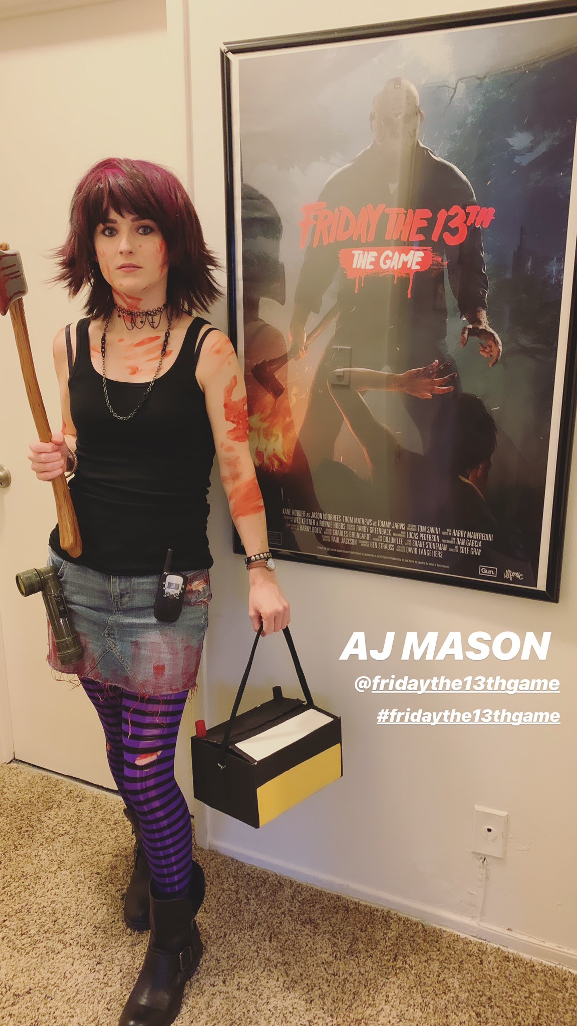 Kaytra Parkman on Twitter: "AJ Mason, here to repair &amp; get ya outta  there! #halloweencostume #fridaythe13thgame @Friday13thGame  https://t.co/zxDQDiqgA2" / Twitter