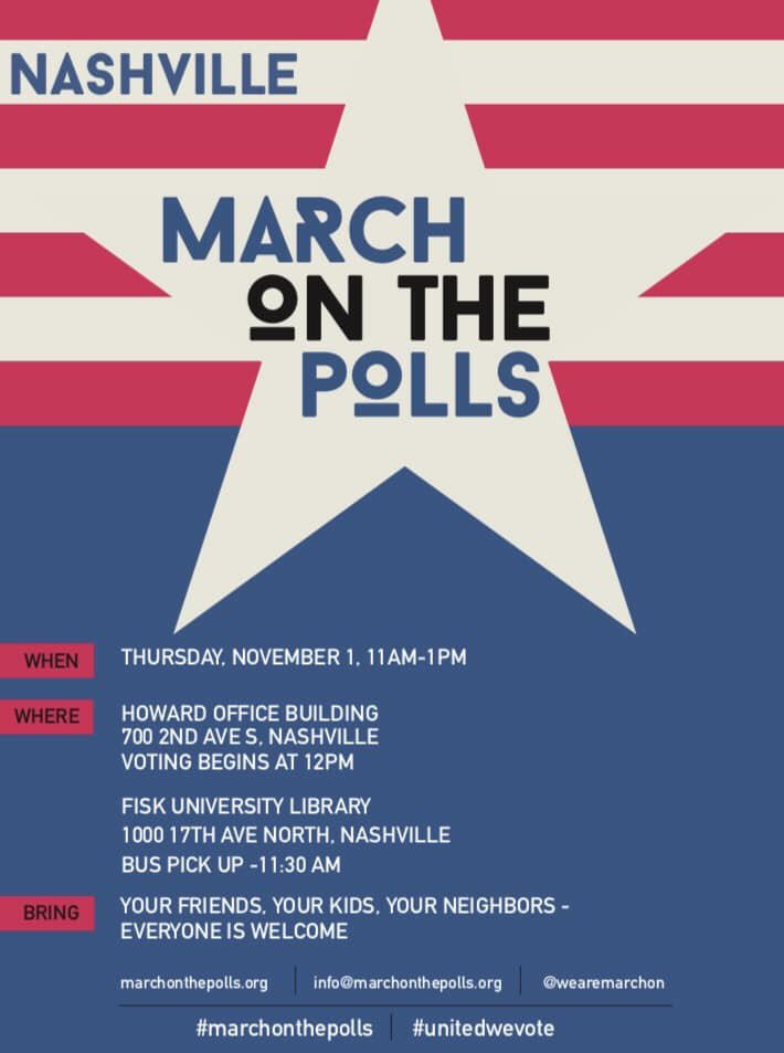 Join us tomorrow in #Nashville for #MarchOnThePolls with @WeAreMarchOn #MidtermElections #Vote #unitedwevote