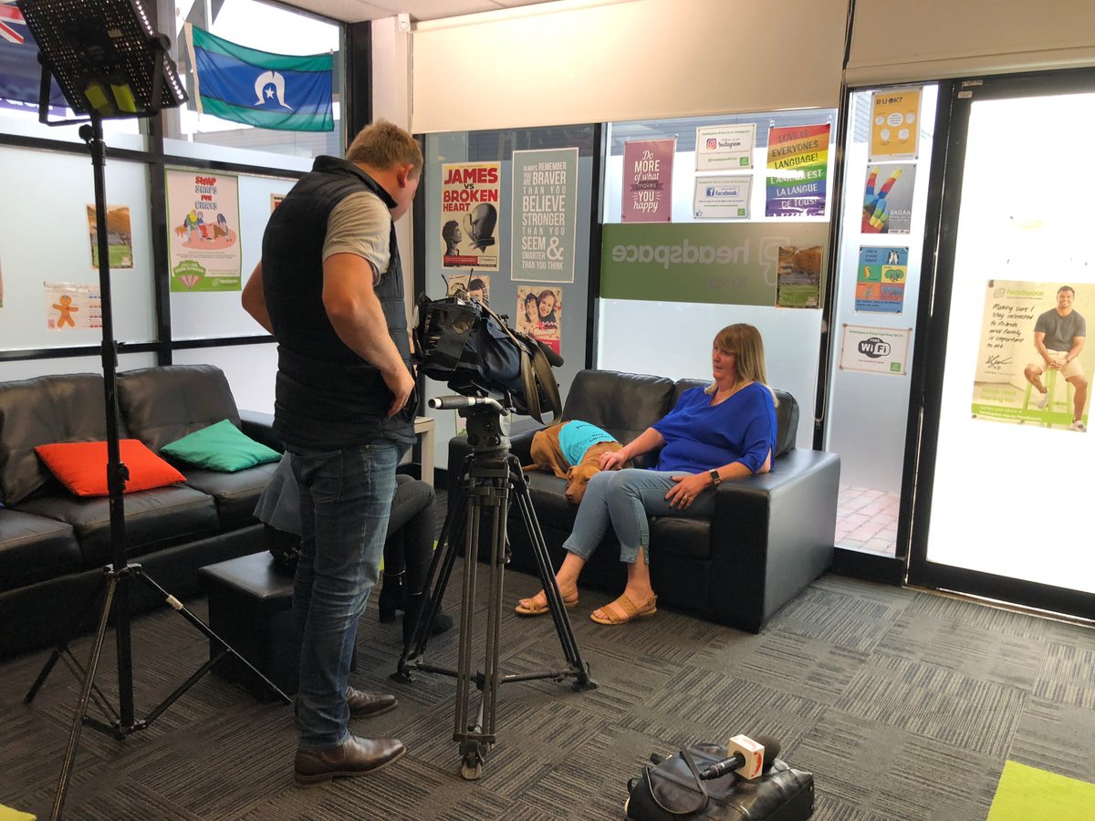 eachsch's tweet photo. Great having @TheTodayShow crew visit our @headspace_aus centre in Knox to do a story on their Paws for Thought group, which has therapy dogs that help with #Mentalhealth support 🐶💖 https://t.co/5ZKpxhF2Zz