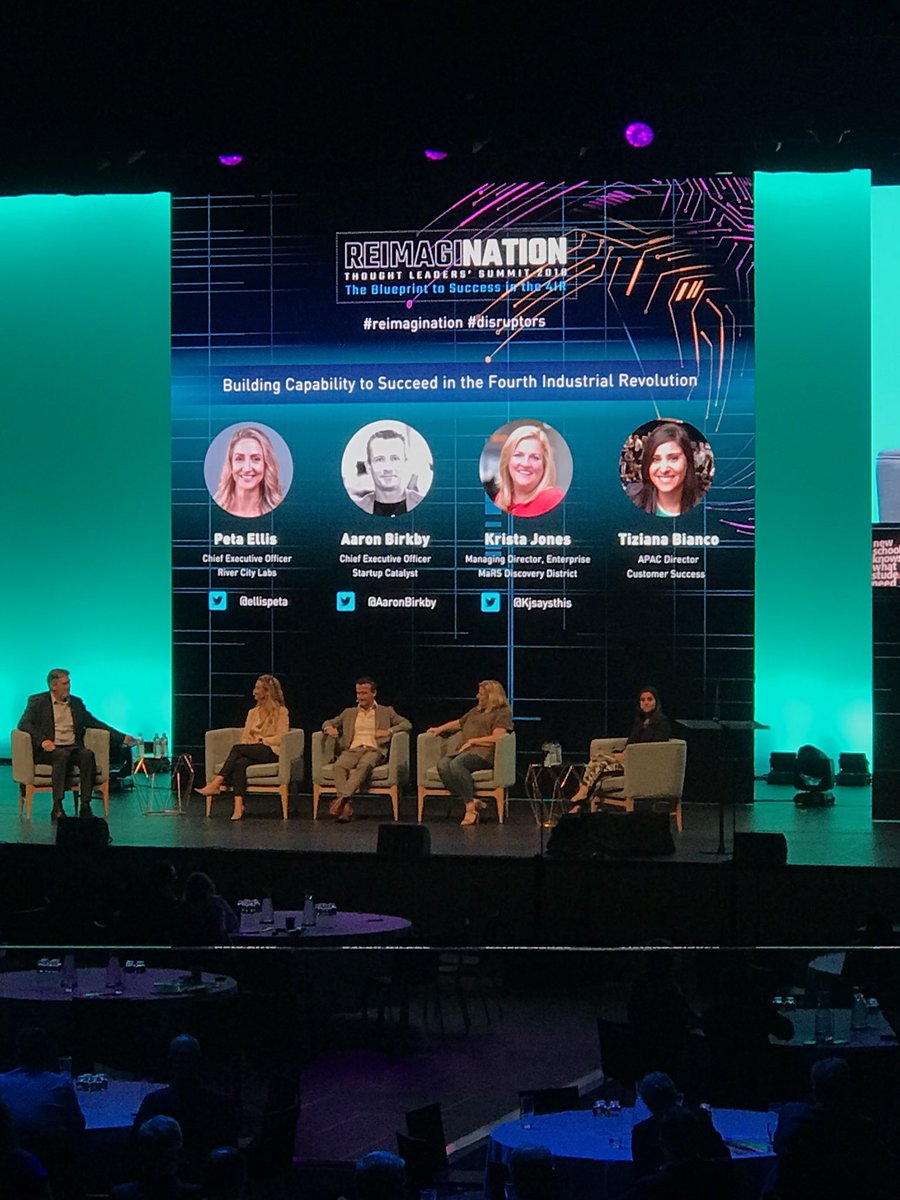Third panel today on Building Capability to Succeed in the Fourth Industrial Revolution with <a href="/ellispeta/">Peta Ellis 🌈</a> <a href="/AaronBirkby/">Aaron Birkby</a> <a href="/KJsaysthis/">Krista Jones</a> and Tiziana Bianco. Great to hear more about the <a href="/ACSnewsfeed/">ACS</a> acquisition <a href="/RiverCityLabs/">🚀River City Labs</a>. @adjohnsonACS #reimagination #4IR