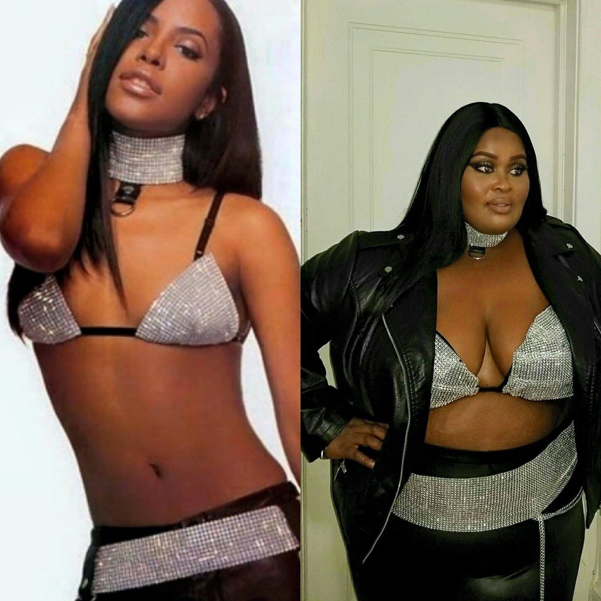 Makeupiswhatido's tweet image. I’m the Big Girl / Fat Girl That’s getting reposted in this picture ...  I was Paying Homage to Queen Aaliyah 💕I love her look and I have always been a fan of her ! Women come in all shapes and sizes No need to FAT SHAME ME  ...  yes I’m Big but I work with what I got 💕