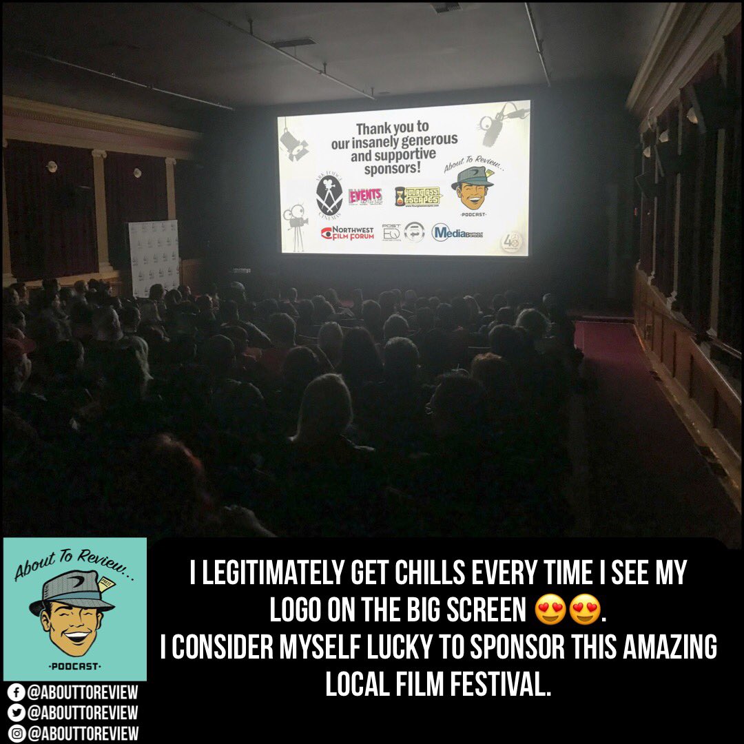 abouttoreview's tweet photo. I legitimately get chills every time I see my logo on the big screen 😍😍. I consider myself lucky to sponsor this amazing local film festival. @seattle48hfp 

Podcast -> https://t.co/kSoqgnp5ID

#SFCS  #Sea48horror #SEA48hfp #horror #halloween⁠ ⁠ https://t.co/0QF6YlgqxN
