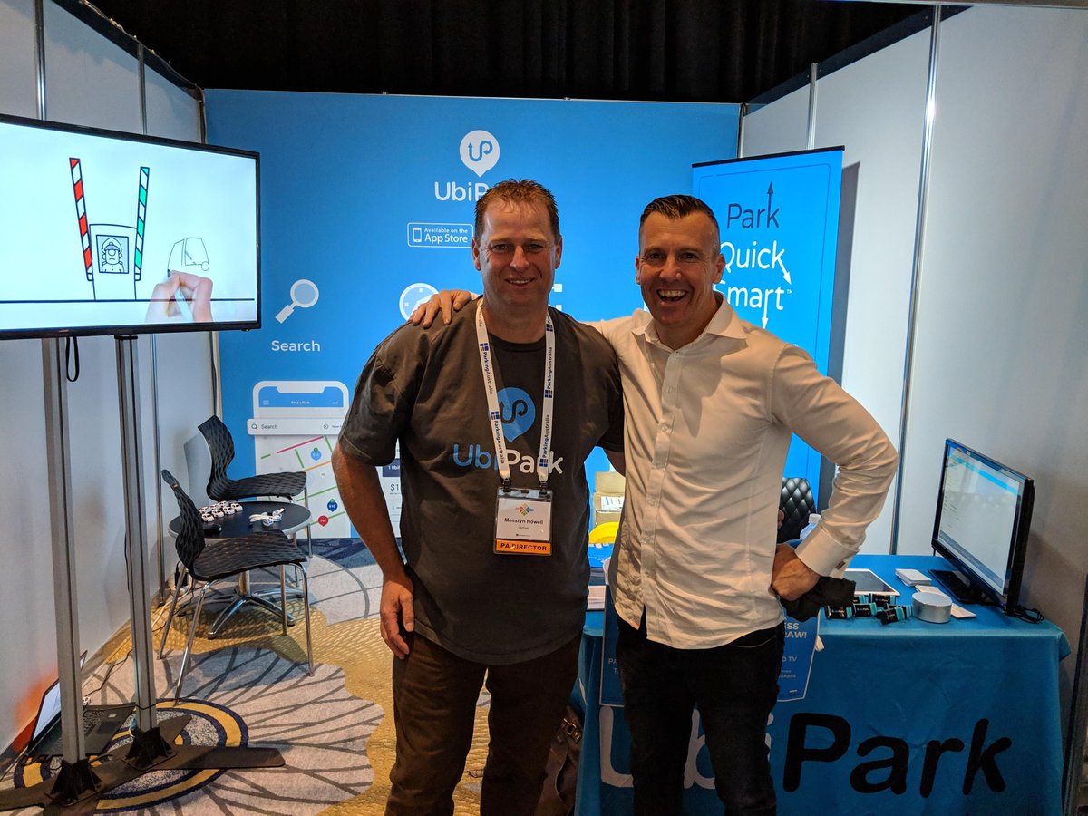 ubiparkcom's tweet photo. Our very own CEO Mosstyn Howell with PACE2018 key speaker Steve Sammartino. #pace2018 #UbiPark #UbiParkTeam #parkingaustralia #carparks #TheStar #GoldCoast https://t.co/of9aMZ0Cw5