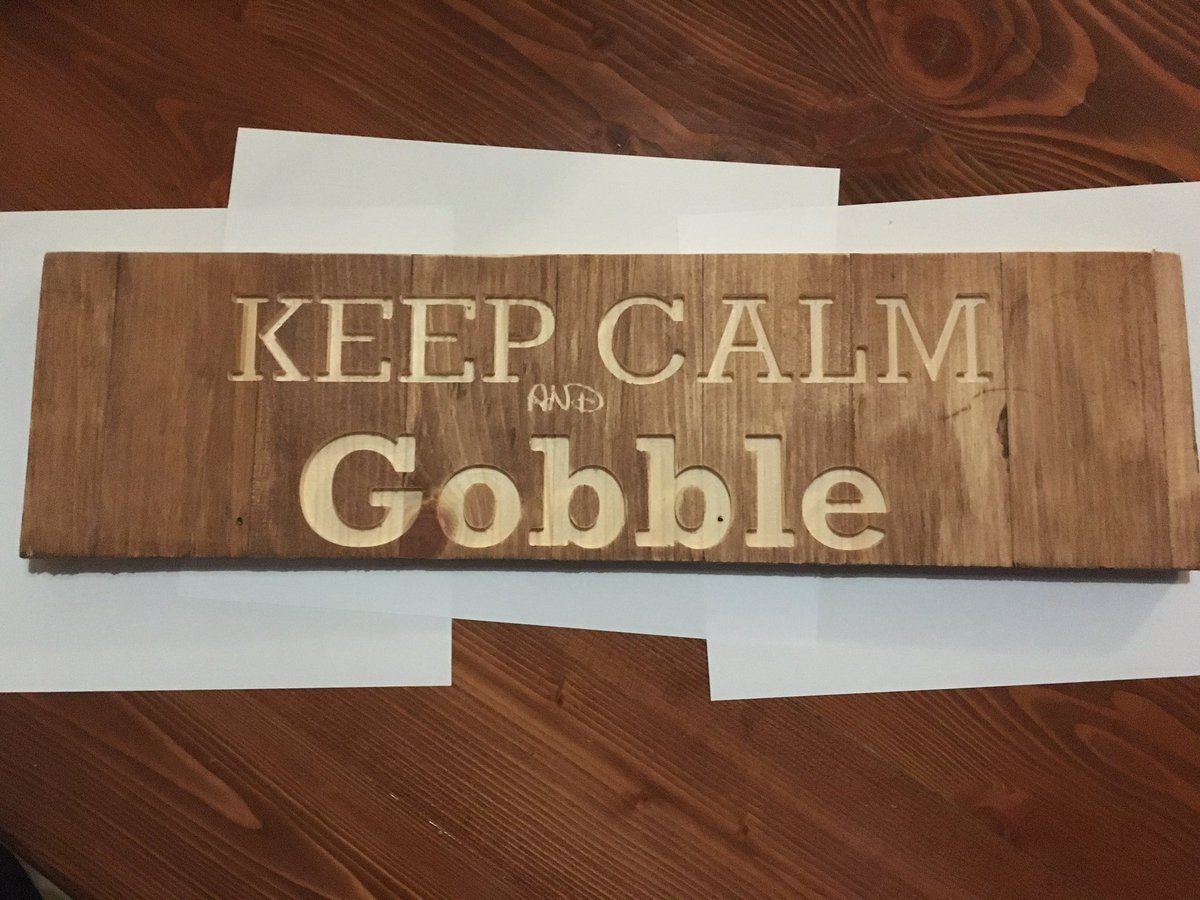 sterao8's tweet photo. Tomorrow begins Turkey season! A quick sign I made to experiment with a few bits. #maker #shapeoko3 https://t.co/NJ2DHghTo5