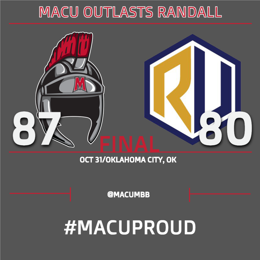 MACUathletics's tweet photo. MBB: In a wild, back-and-forth affair, @MACUMBB outlasts @RUSaints 87-80 #MACUProud #1Team #SACScores https://t.co/TnuZUwTZFA