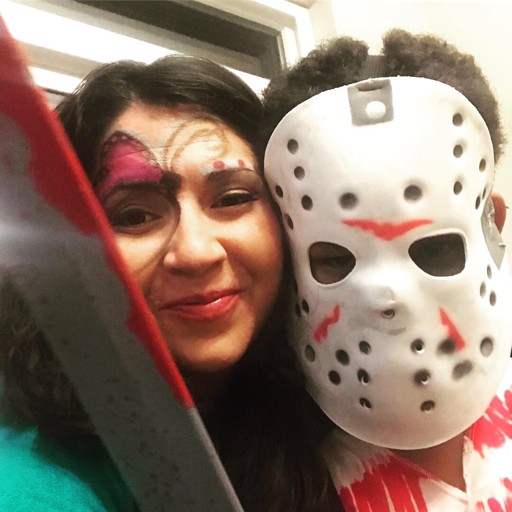crisantaduran's tweet photo. Kill ‘em with kindness... or lots of candy! #HappyHalloween2018 #NephewFun #PumpkinCarving #TrickOrTreat https://t.co/Q1ScmkNblp