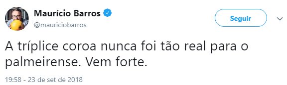 baudaimprensa's tweet photo. A tríplice coroa nunca foi tão real para o palmeirense. Vem forte. https://t.co/YVzP43E4oR