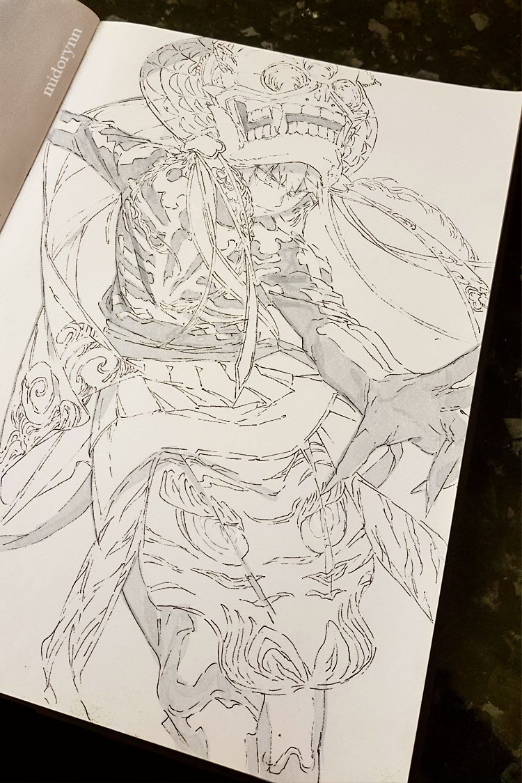 Last day #Inktober Day 31. Bakugou Katsuki (has got to be my fave char for last day. That mask is huge! Tibetan Skeleton Dancer, Tibet)#BokuNoHeroAcademia #bnhainktober2018